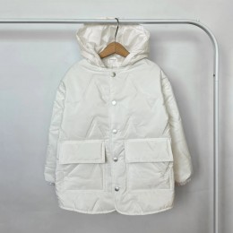 Весняна куртка унісекс біла з капюшоном від 68 до 152 см